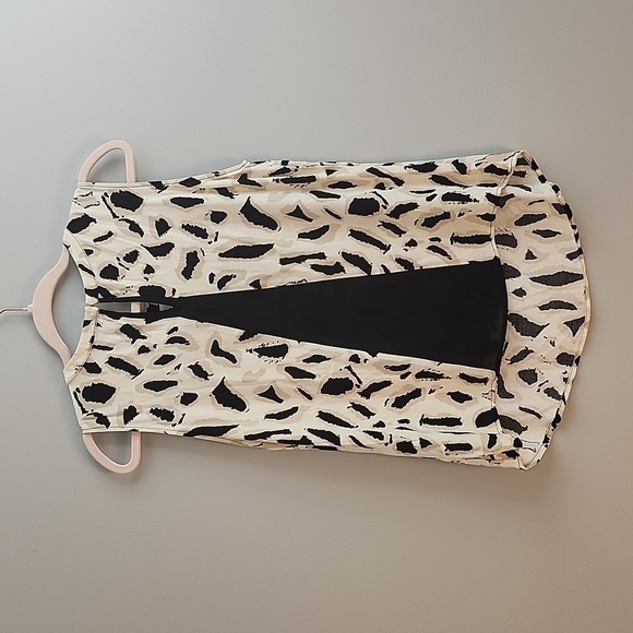 ZARA Beige black animal print round neck mesh sleeveless blouse - Picture 8 of 8